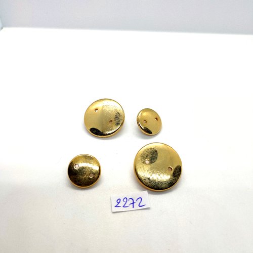 4 boutons en métal doré - 22mm et 15mm - tr2272