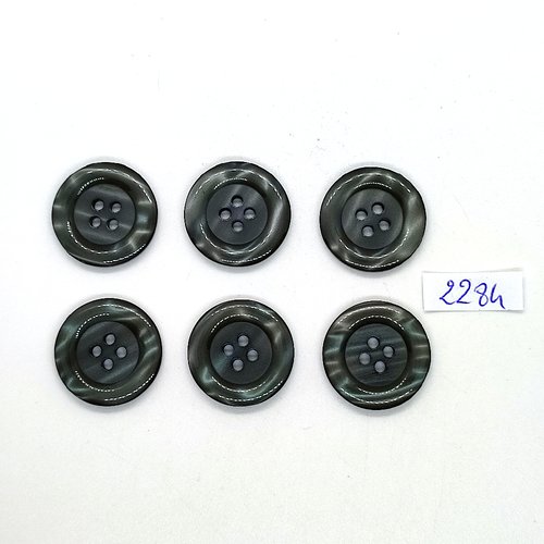 6 boutons en résine gris foncé - 22mm - tr2284