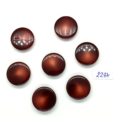 7 boutons en résine marron - 22mm - tr2287