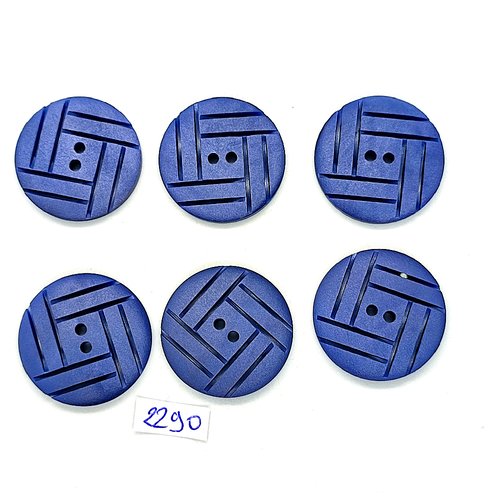 6 boutons en résine bleu - 28mm - tr2290
