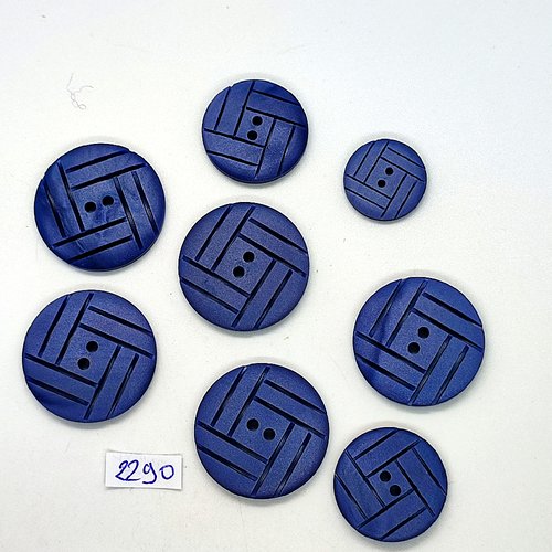 8 boutons en résine bleu - 28mm et 15mm et 18mm - tr2290