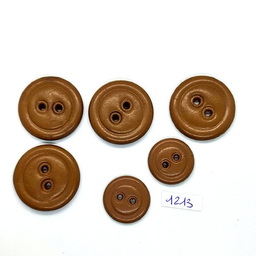 6 boutons en résine camel (marron) - 31mm et 22mm - bri1213