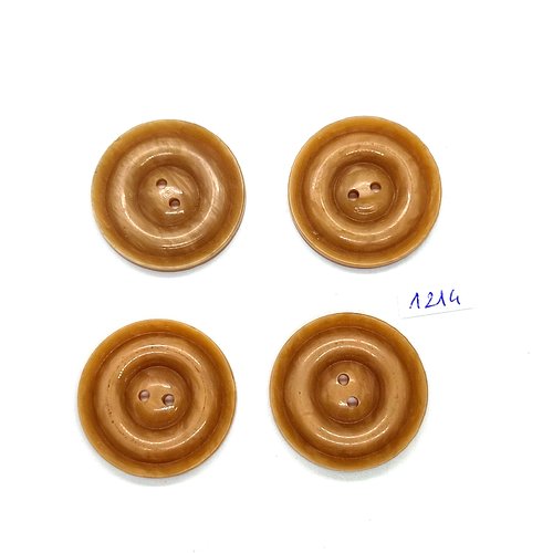 4 boutons en résine beige foncé - 32mm - bri1214