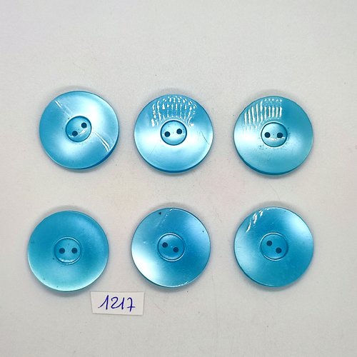 6 boutons en résine bleu clair - 26mm - bri1217
