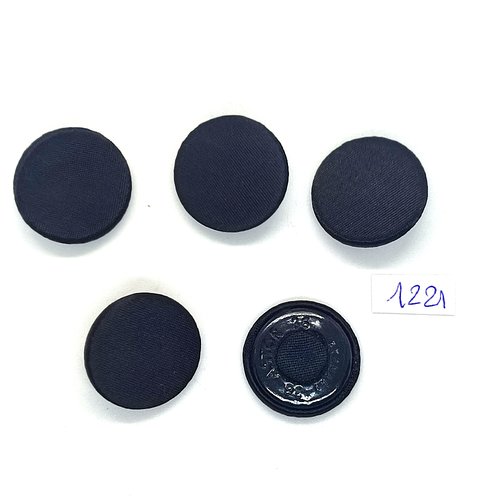 5 boutons en passementerie noir et métal - 23mm - bri1221