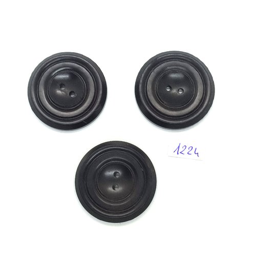 3 boutons en résine marron foncé - 36mm - bri1223
