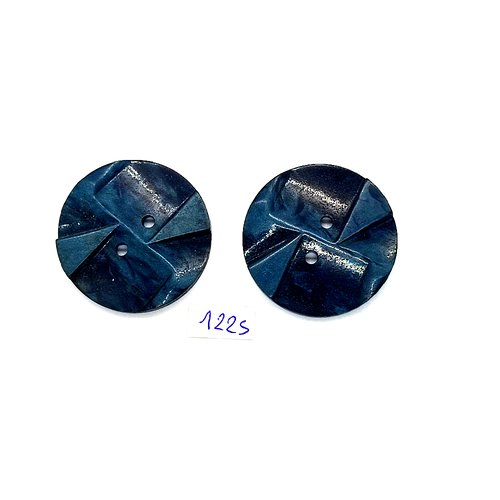 2 boutons en résine vert marbré - 35mm - bri1225