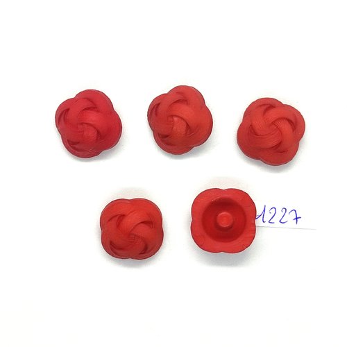 5 boutons en résine rouge - 16x16mm - bri1227