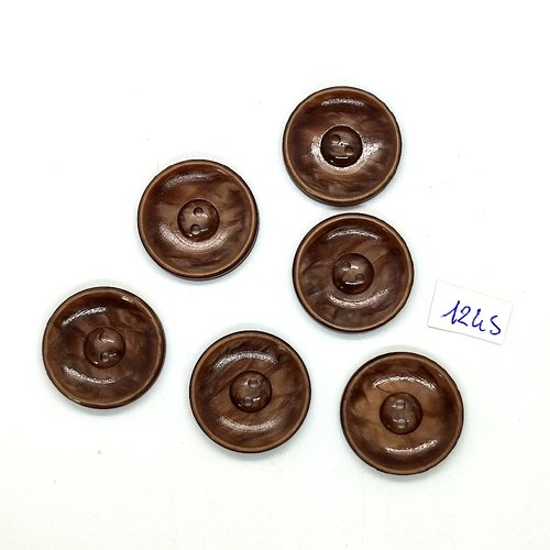 6 boutons en résine marron - 27mm - bri1245