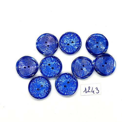 9 boutons en résine bleu - 18mm - bri1243