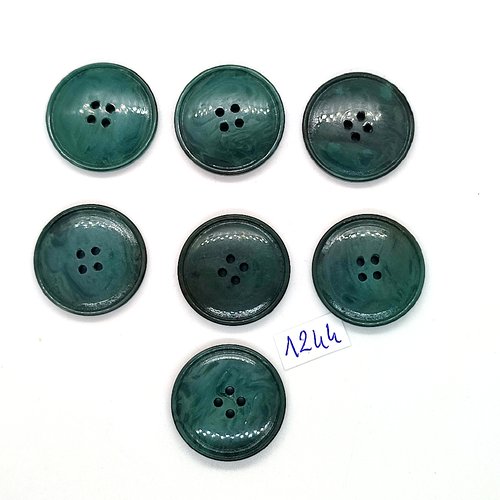7 boutons en résine vert - 26mm - bri1244
