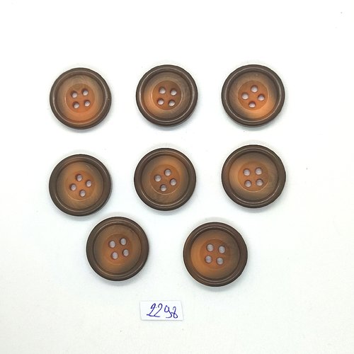 8 boutons en résine marron - 23mm - tr2298