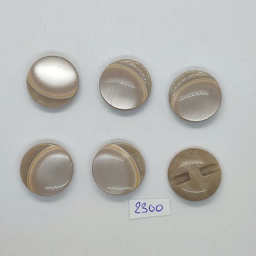 6 boutons en résine beige foncé - 23mm - tr2300