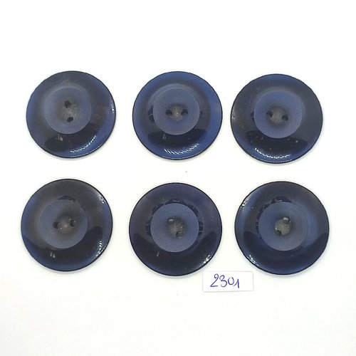 6 boutons en résine bleu foncé - 36mm - tr2301