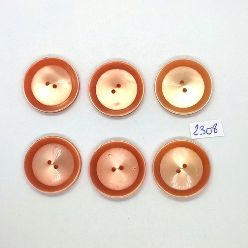 6 boutons en résine orange - 29mm - tr2308