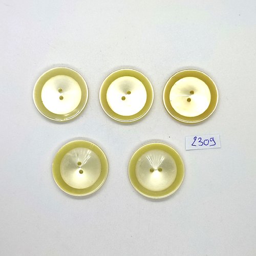 5 boutons en résine jaune - 29mm - tr2309