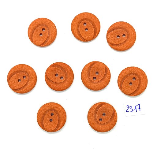 9 boutons en résine orange foncé - 22mm - tr2317