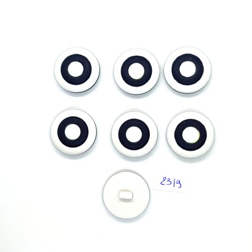 7 boutons en résine blanc et bleu foncé - 26mm - tr2319