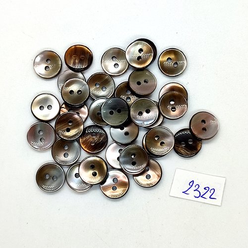 35 boutons en résine marron / gris - 11/12mm - tr2322