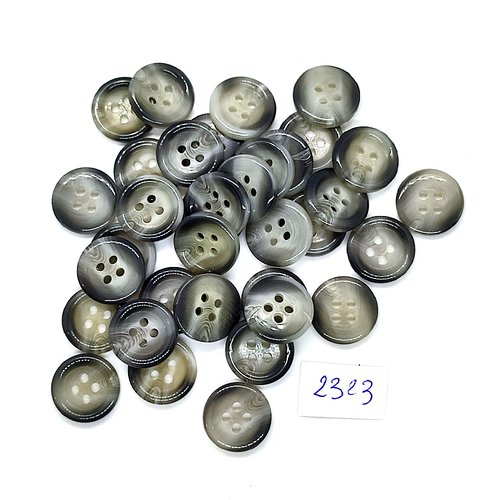 35 boutons en résine gris - 15mm - tr2323