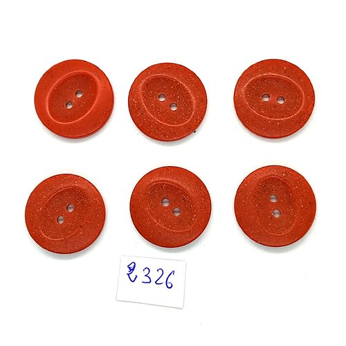 6 boutons en résine marron / orange foncé - 22mm - tr2326