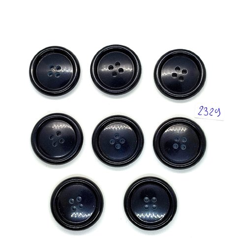 8 boutons en résine noir - 29mm - tr2329