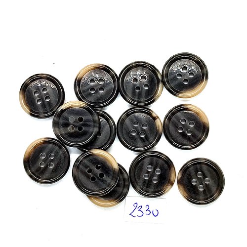 13 boutons en résine marron et beige - 18mm - tr2330