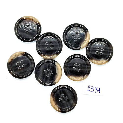 8 boutons en résine marron et beige - 22mm - tr2931