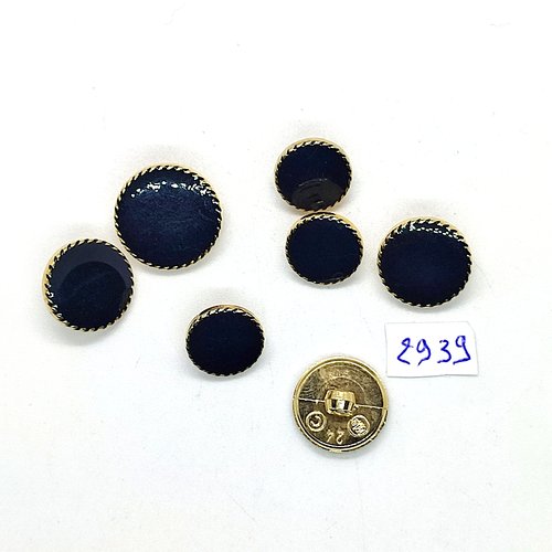 7 boutons en résine doré et noir - 18mm - 15mm et 13mm - tr2940