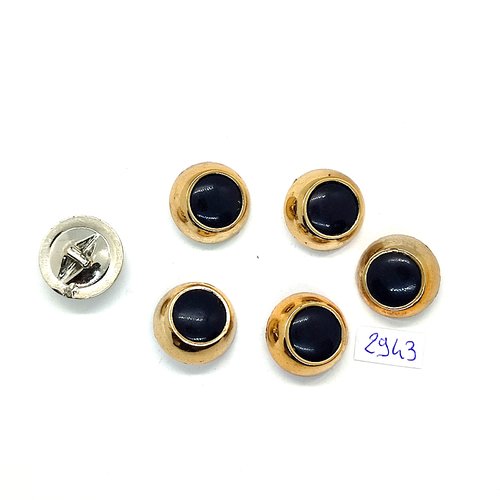 6 boutons en résine doré et noir - 20mm - tr2943