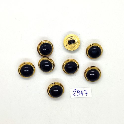 8 boutons en résine doré et noir - 14mm - tr2947