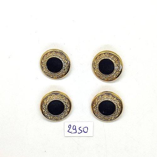4 boutons en résine doré et noir - 20mm - tr2950