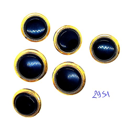 6 boutons en résine doré et noir - 26mm et 23mm - tr2951