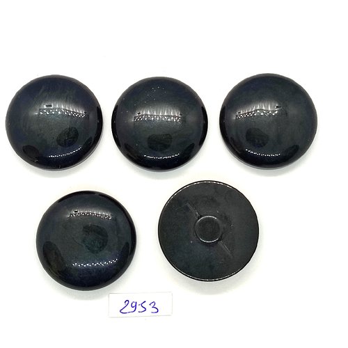 5 boutons en résine noir - 35mm - tr2953