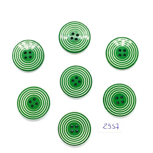 7 boutons en résine vert et blanc - 26mm - tr2957
