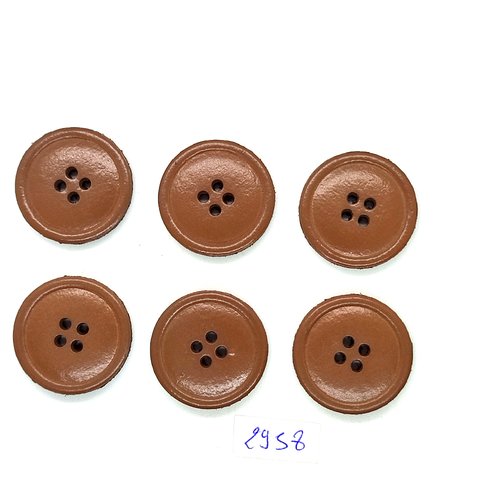 6 boutons en résine marron (taupe) - 28mm - tr2958