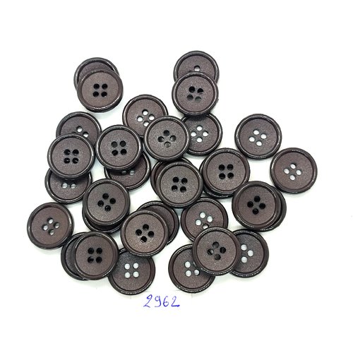 32 boutons en résine marron / gris - 19mm - tr2962