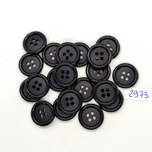 22 boutons en résine noir - 18mm - tr2973