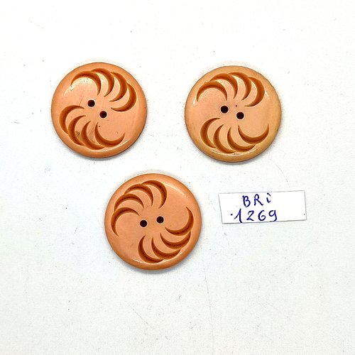 5 boutons en résine rose - 26mm - bri1269