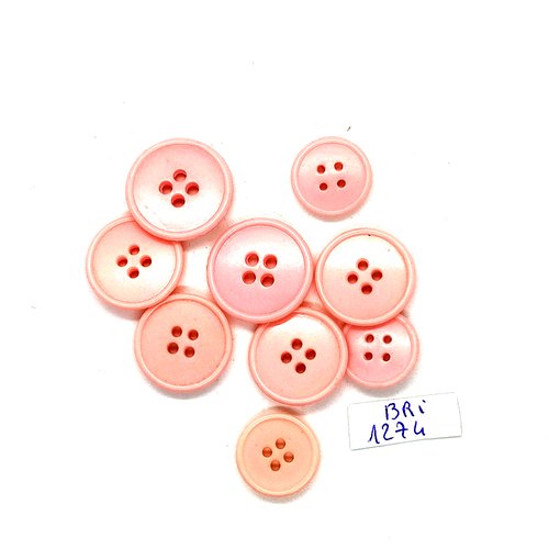 9 boutons en résine rose - 15mm et 18mm - bri1273