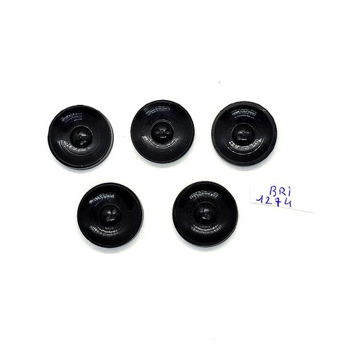 5 boutons en résine noir - 21mm - bri1274