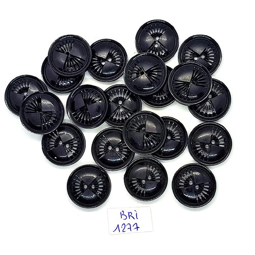21 boutons en résine noir - 17mm - bri1277