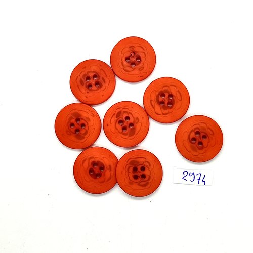 8 boutons en résine rouge / marron - 22mm - tr2974