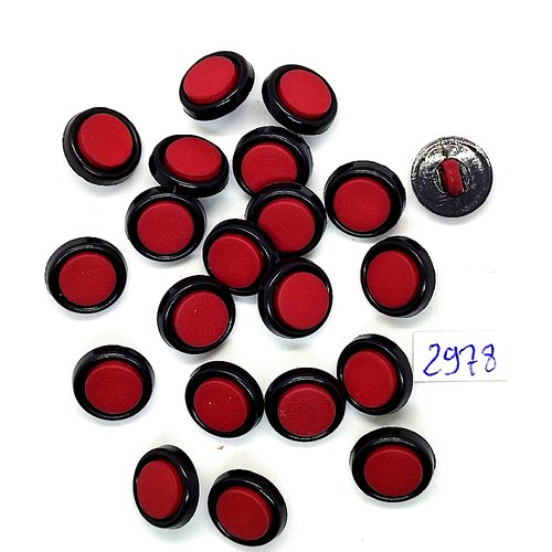 21 boutons en résine rouge et noir - 14mm - tr2978