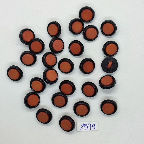 27 boutons en résine rose et noir - 14mm - tr2979