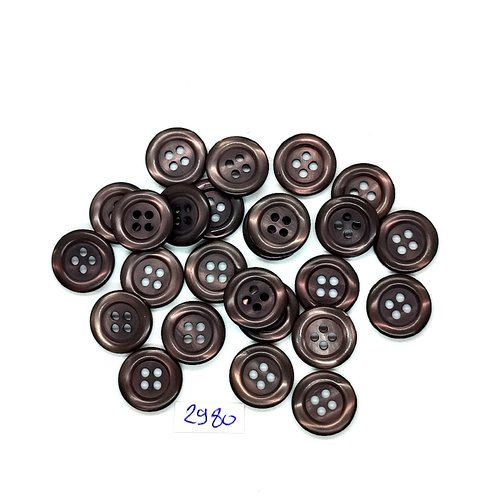 25 boutons en résine marron - 15mm - tr2980