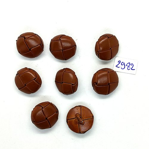 8 boutons en cuir marron - 18mm - tr2982
