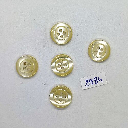 5 boutons en résine jaune clair - 16mm - tr2984
