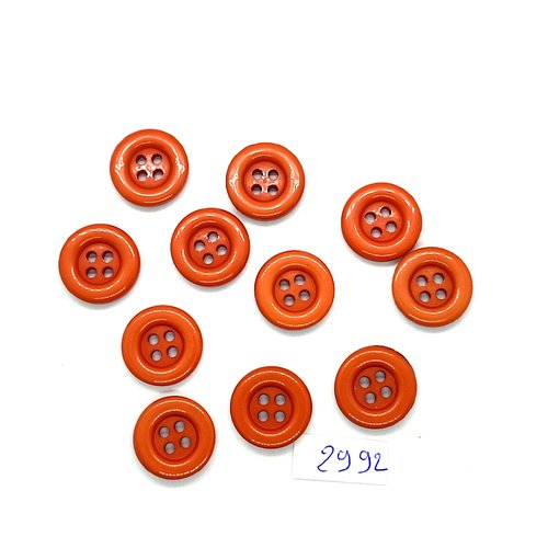 11 boutons en résine marron clair /  orange foncé - 18mm - tr2992
