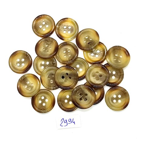 20 boutons en résine marron et beige - 18mm - tr2994